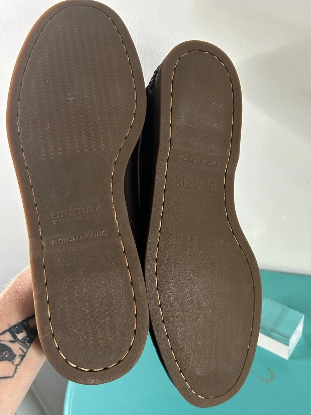 Sperry Top Siders Men’s Dark Brown Amaretto Leather Moc Toe Boat Shoes